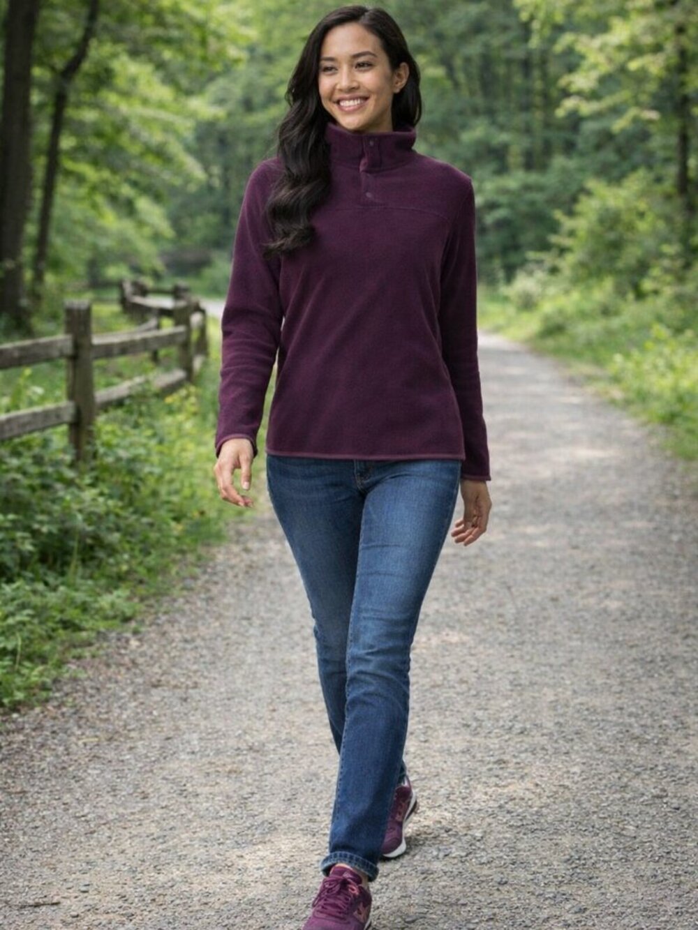 32 Degrees Heat Plum Pullover 1/4 Snap Fleece Outdoor Running Y2K Jacket Women M